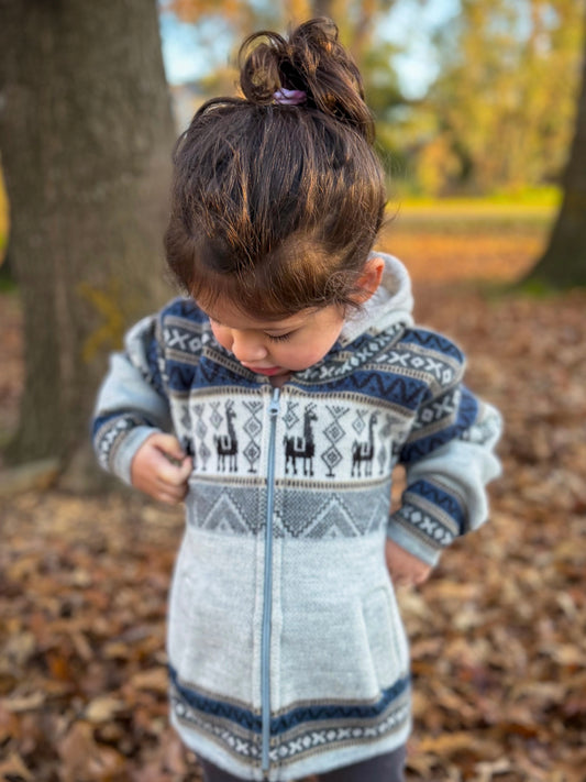 Andean Hooded Jacket Grey & Blue